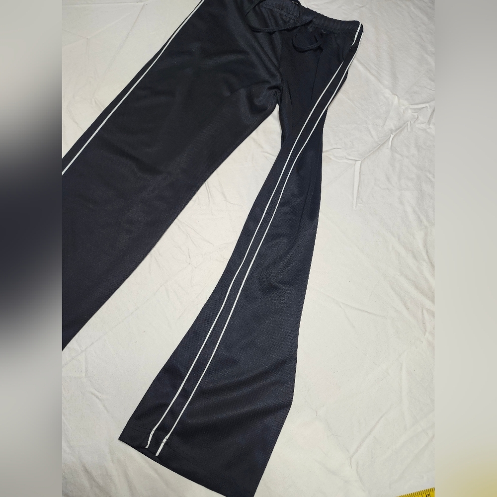 Zena Sport Straight Leg Black Track Pants With White Seam Piping - Size Medium - Picture 4 of 9